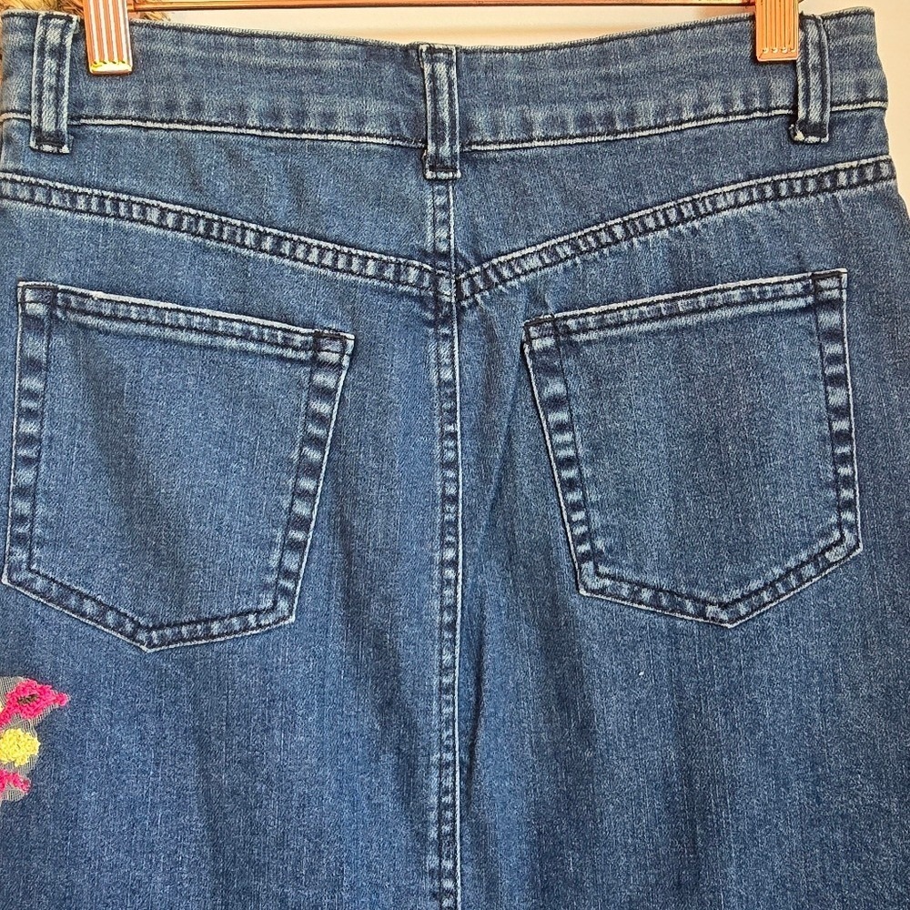 Anthropologie NEW Cecilia Prado Gardeners Denim Embroidered Jean Skirt SZ Small - Picture 9 of 13